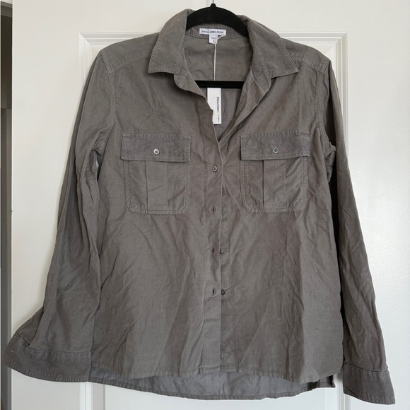 NWT $185 Standard James Perse Womens Shirt Purple Cotton Ribbed Button Up - Picture 1 of 9